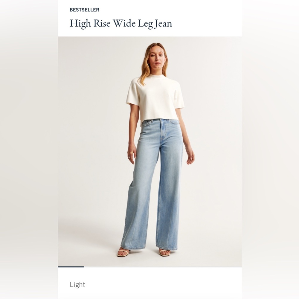 Abercrombie Curve Love High Rise Wide Leg Jean - light 32LONG